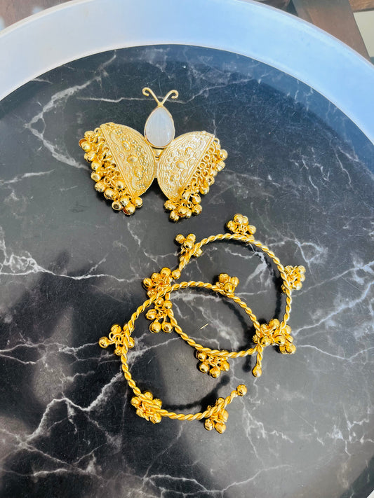 Combo 23 - Butterfly ring + pair of Ghungroo Bangles