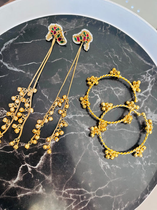 Combo 1 - Alvira Earings ( Small Ghungroo ) + Ghungroo Bangles pair