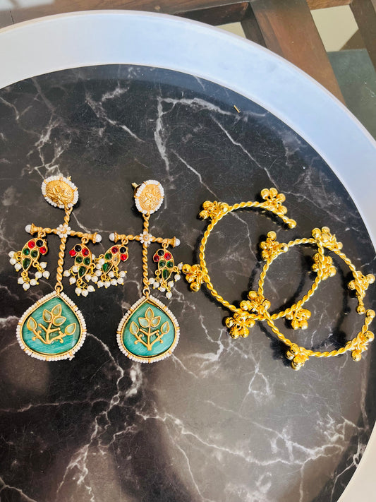Combo 13 - Prina Earings + Pair of Ghungroo Bangles
