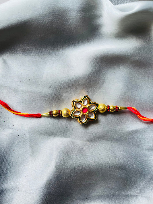 Kundan flower rakhi